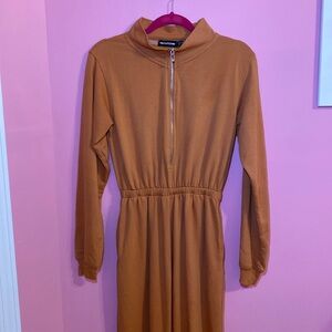 PRETTY LITTLE THING TAN ORANGE JUMPSUIT